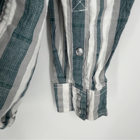 Cody James Authentic Western Apparel Pearl Snap Long Sleeve Green Gray Large - Picture 5 of 8